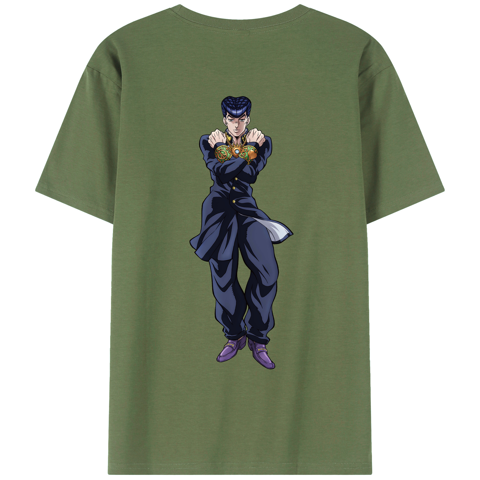 （画像用） ジョジョの奇妙な冒険 ひがしかた じょうすけ JoJo's Bizarre Adventure Higashikata Josuke 綿100％ メンズ半袖Tシャツ（バックプリント） 通気性
